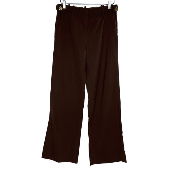 Tory Burch 4 Womens Brown Straight Leg Trousers Logo Detail Waist Fall Color - Picture 1 of 9